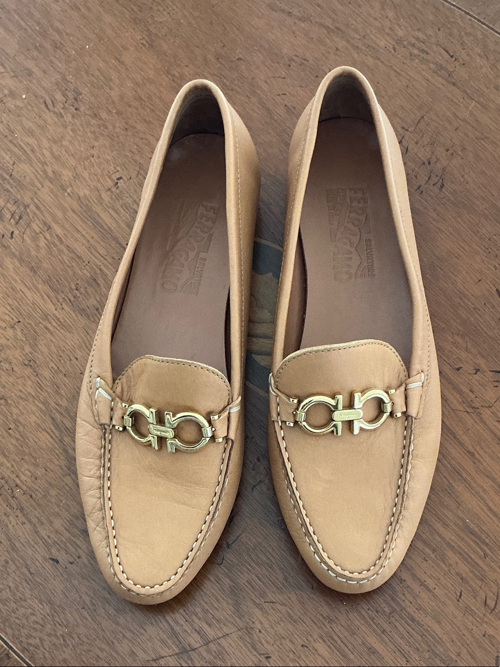 Salvatore Ferragamo Tan Leather Gancini Bit Loafers
